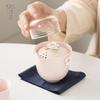 Portable Pink Ceramic Tea Set with One Pot & Three Cups - Ideal for Travel & Outdoor Use