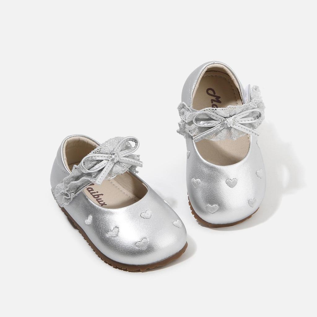 Frühling 2026 Baby-Schuhe zum Laufenlernen mit Spitzenbesatz: Weiches Leder, rutschfeste Sohle für Mädchen