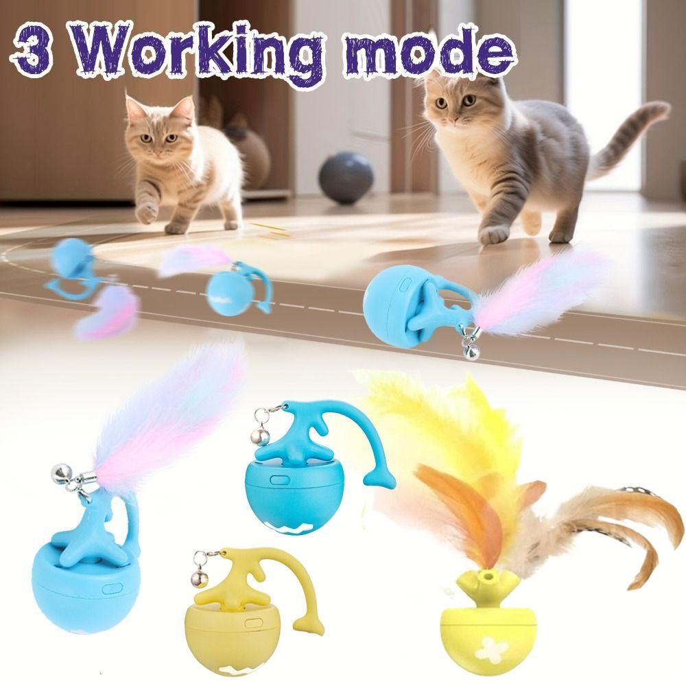 Automatic Electric Cat Teasing Toy Ball Bite Resist Motion Activate Fish Bone Spinning Ball Relieve Boredom Mouse Catching