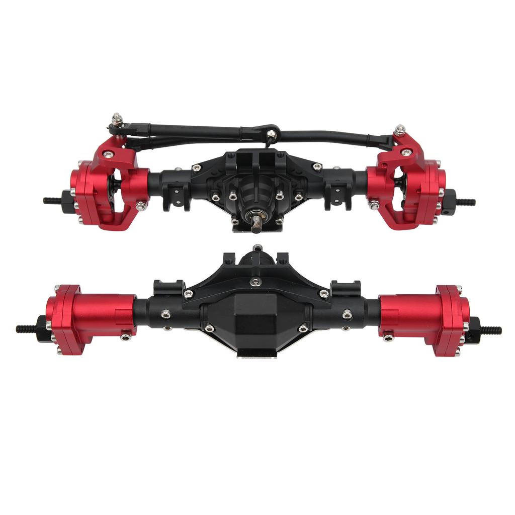Front Rear Axle Assembly with Drive Shaft Upgrade Parts Fit for Axial SCX10 II 90046 90047(Black Red )