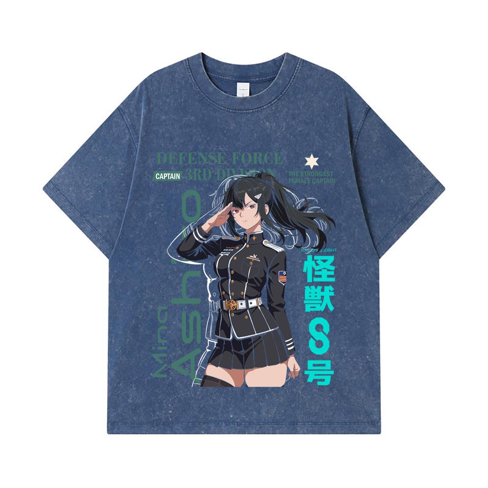 

275 GSM Washed T-shirts 100% Cotton Kaiju No 8 V16 Mina Print Unisex Heavy Cotton T Shirt 2XL королівський синій колір