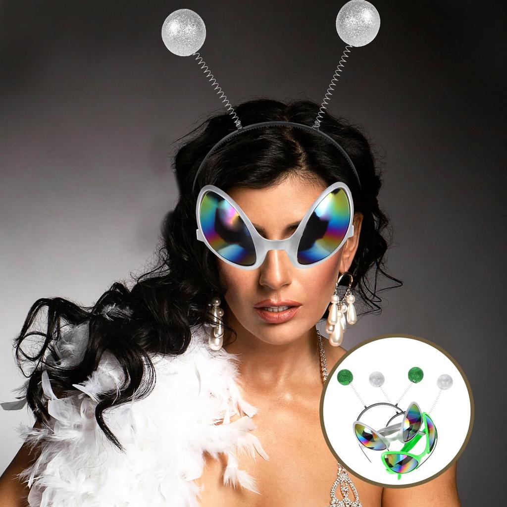 Gadpiparty Alien Cosplay Headbands, Funny Party Photo Props, Cosplay Accessories, 4-Piece Set, 26x19cm (IM125525M8)