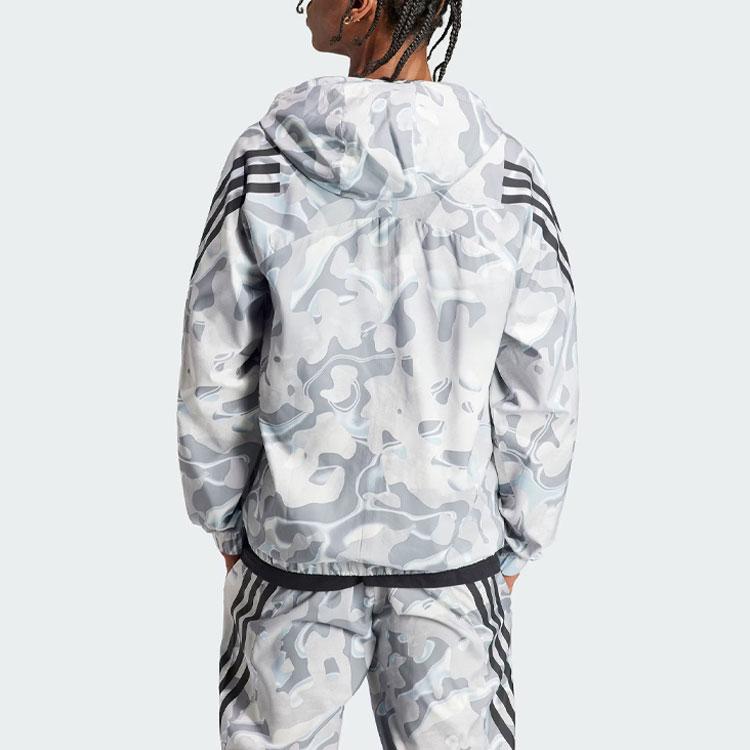 Adidas Allover Print Hooded Jacket Men Jacket White IB6124