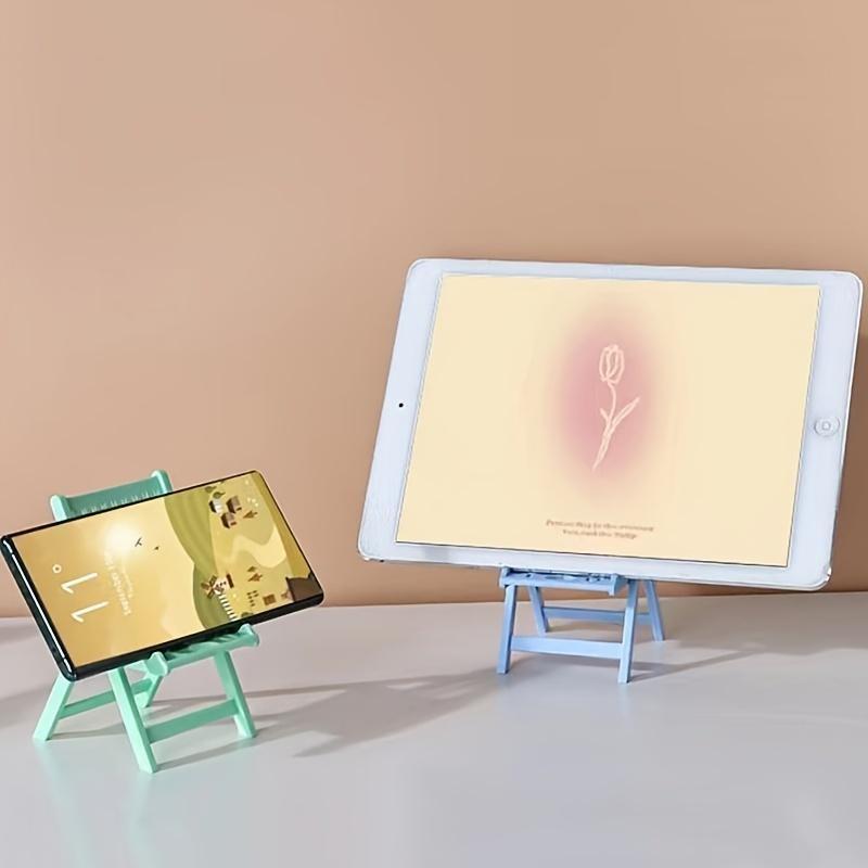 1 Stück Mini Strandstuhl Form Handyhalter Faltbar Universal Bonbonfarbe Handyhalter Mehrwinkel Halterung für Schreibtisch Tablet