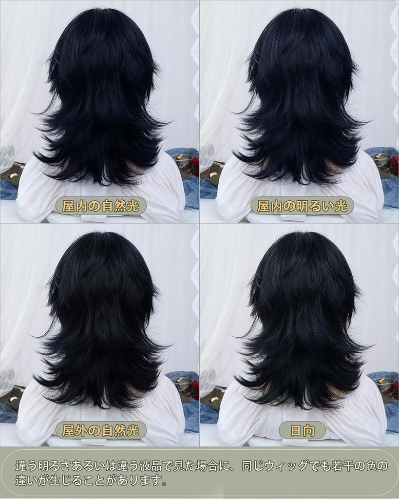 Sofeiyan Wig Like a Christmas Design Clothing Black Wolf Mullet Wolf Long Handsome Natural Small Face Harajuku Makeover Cosplay Full Wig Blue Wig