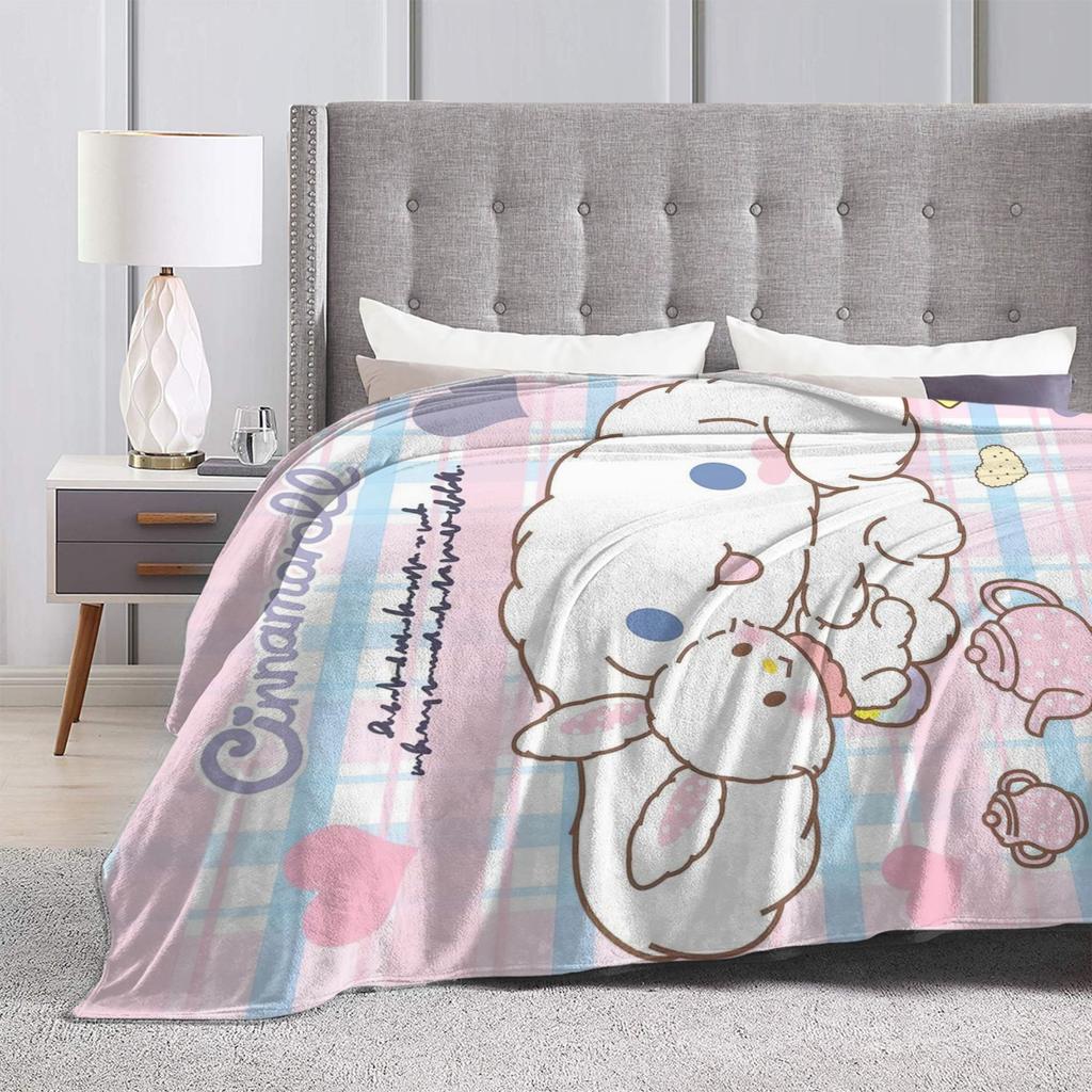 Cinnamoroll Decken Cartoon Flanell Großartige Atmungsaktive Überwurfdecken für Bett Sofa Dekoration