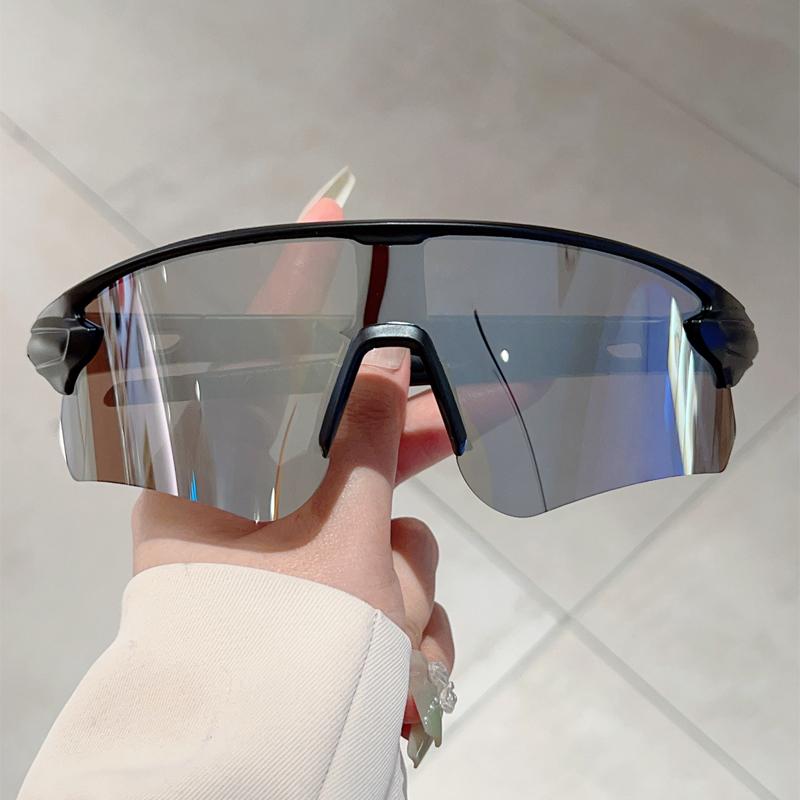 Semi Rimless Sports Goggle Men Oversized Mirror Professional Cycling Sunglasses Wrapped Round Anti-UV Protective Shades