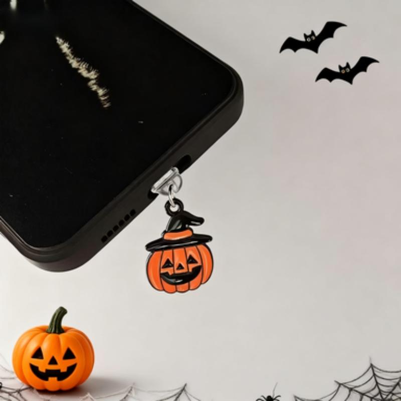 1 Piece of Cute and Quirky Pumpkin Ghost Skull Pendant Phone Dust Plug, Phone Accessory Decoration, Suitable for IPhone and Type-C