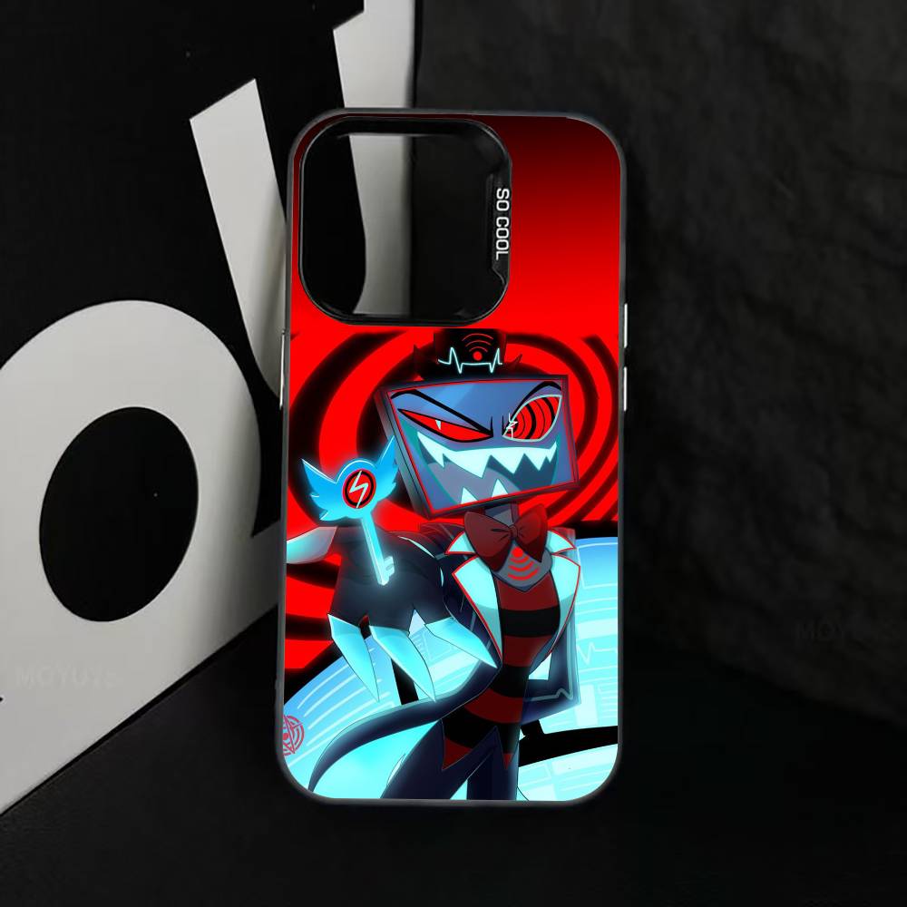H-Hazbin V-Vox Phone Case For iPhone 17,16,15,14,13,12,11 Plus,Pro Max,XS,Colored Silver Plated Inside Cover