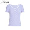 Edition Women's Plaid U-Neck Short Sleeve Knit Top