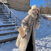 Big Fur Collar Red Thickened Down Cotton Clothes Women's Medium and Long New Winter Small Coat Thickened