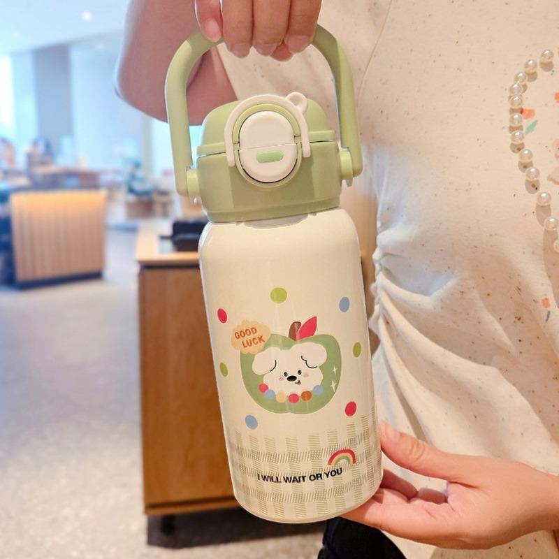 Söta Barntermosflaskor För Flickor Pojkar 316 Rostfritt Stål Dubbelt Drickstrå Isolerad Kopp För Skola Utomhus Termisk