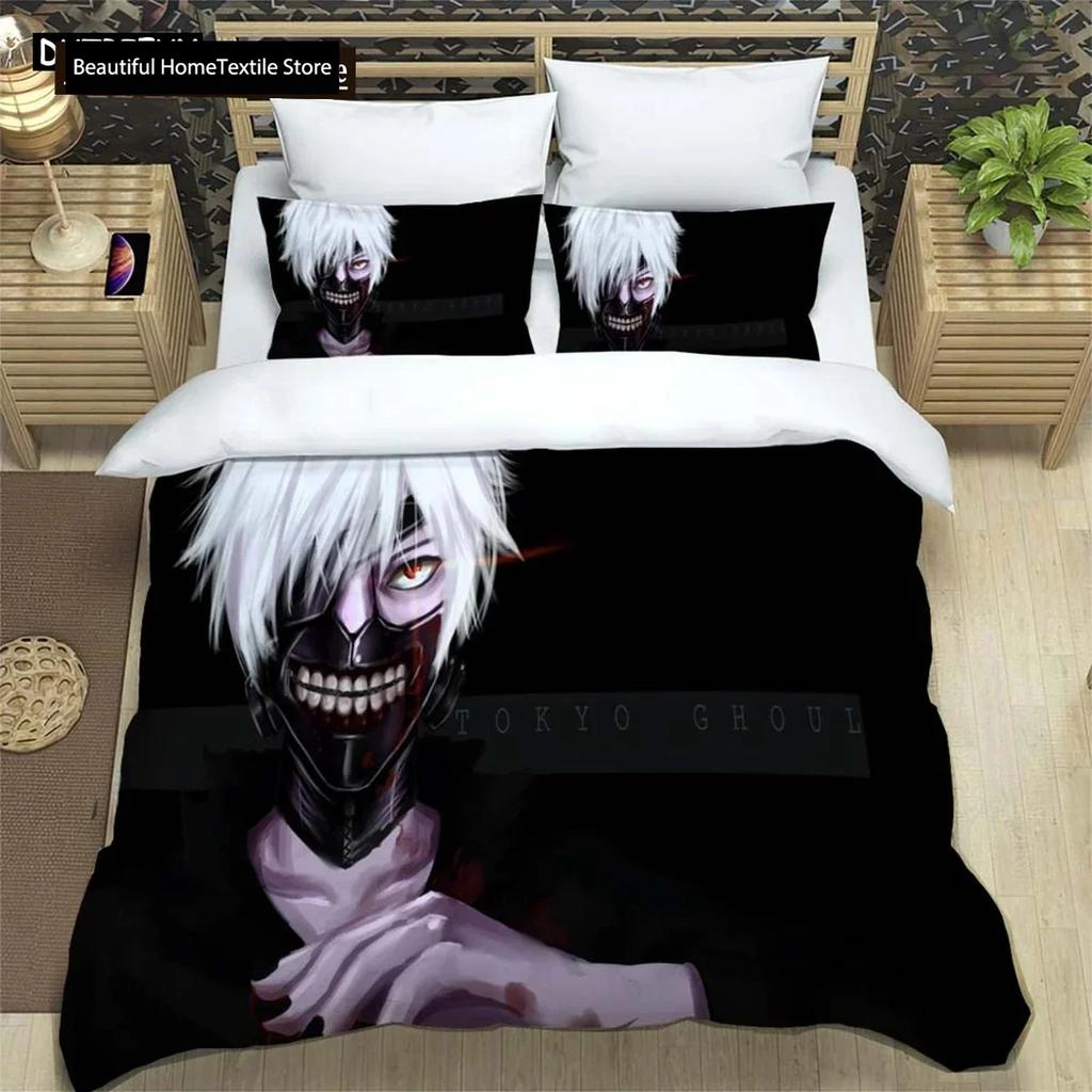 Japanische Mode Anime Digitaldruck Polyester Bettwäscheset für Jungen und Mädchen, Jugendbettwäscheset, Geschenk für Paare
