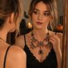 Halloween Necklace for Women Gothic Collarbone Chain Dark Pendant Costume Jewelry