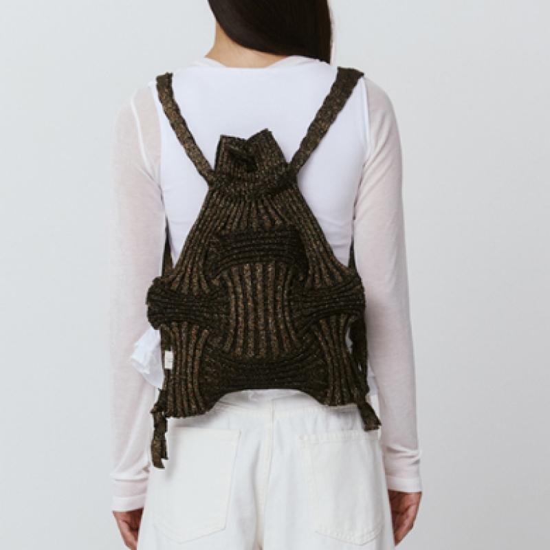 Pleatsmama Glitter Black Brown New Bow Backpack