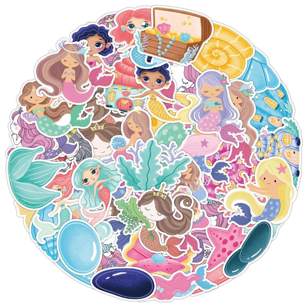 10/50pcs  Cute Mermaid Stickers Mermaid Princess Graffiti Stickers for DIY Luggage Laptop Skateboard Motorcycle Bicycle Sticker