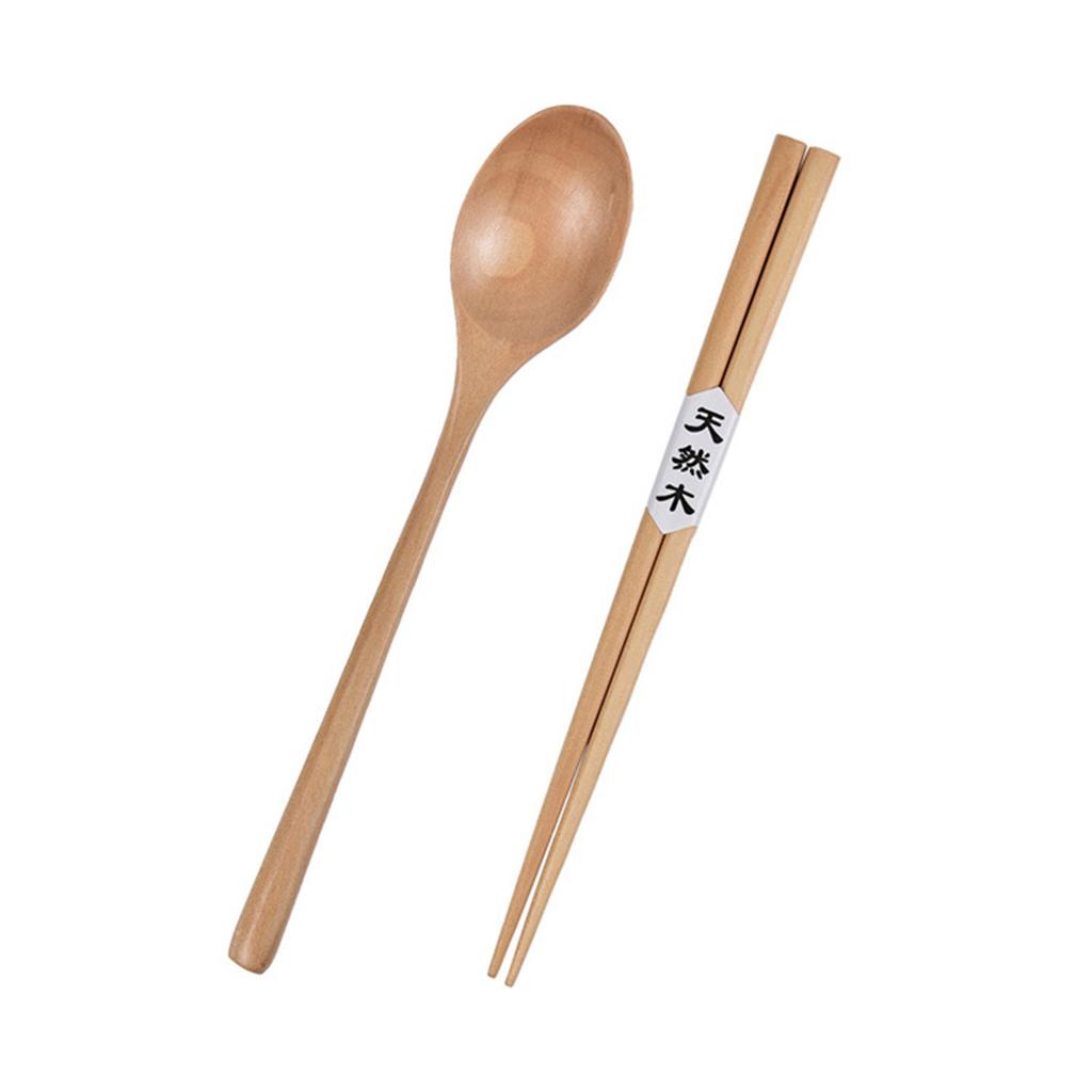 Natural Wooden Chopsticks And Spoon Set Eco Friendly Kitchenware Wood Grain Utensils Wood Cutlery For Daily Use
