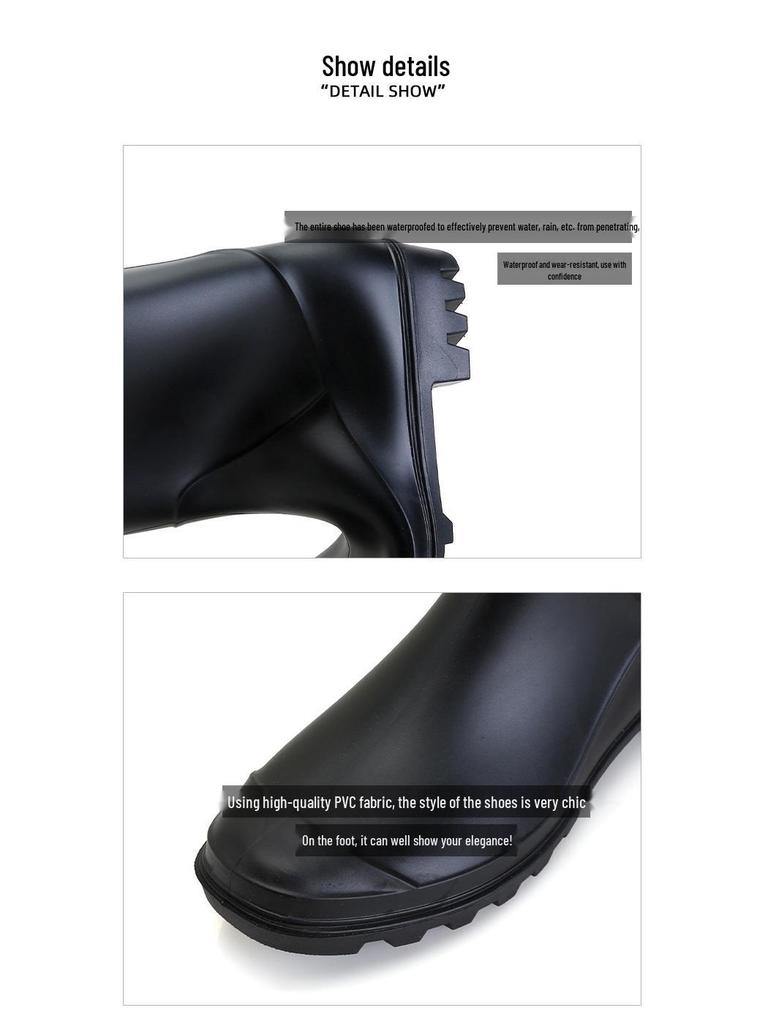 Women's Waterproof Non-Slip Korean Fashion High-Top Rubber Rain Boots
