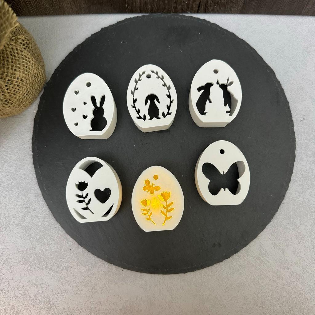 Ostern Atmosphäre Lampe Silikon Form Hohl Osterei Kaninchen Schmetterling Liebe Spiegel Silikon Dropping Form Ostern Ei Form