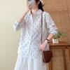 New Korean Simple Casual Style Double-layer Cotton Yarn Pure Cotton Polka Dot Shirt Women's Loose and Thin Long-sleeved Printed Shirt