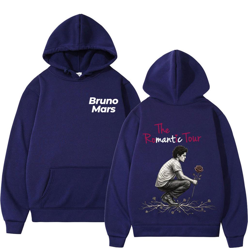 Bruno Mars The Romantic Tour Print Hoodie Man Woman Fashion Sweatshirts Autumn and Winter Loose Pullover