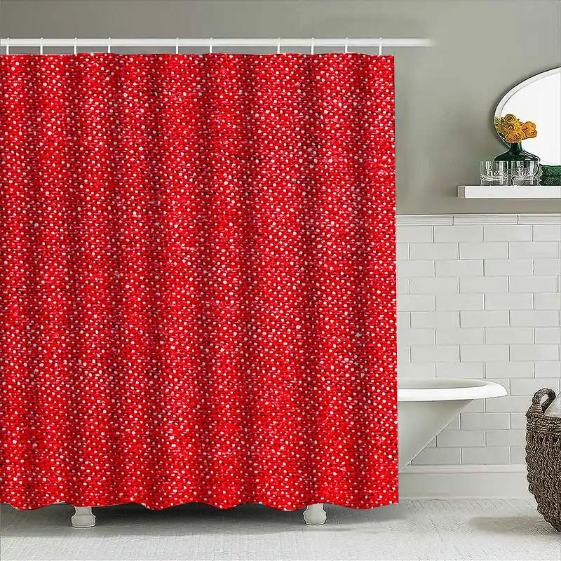 Red White Polka Dot Shower Curtain Waterproof Bath Decor Customizable Size Modern Bathroom Accessories For Home Decoration