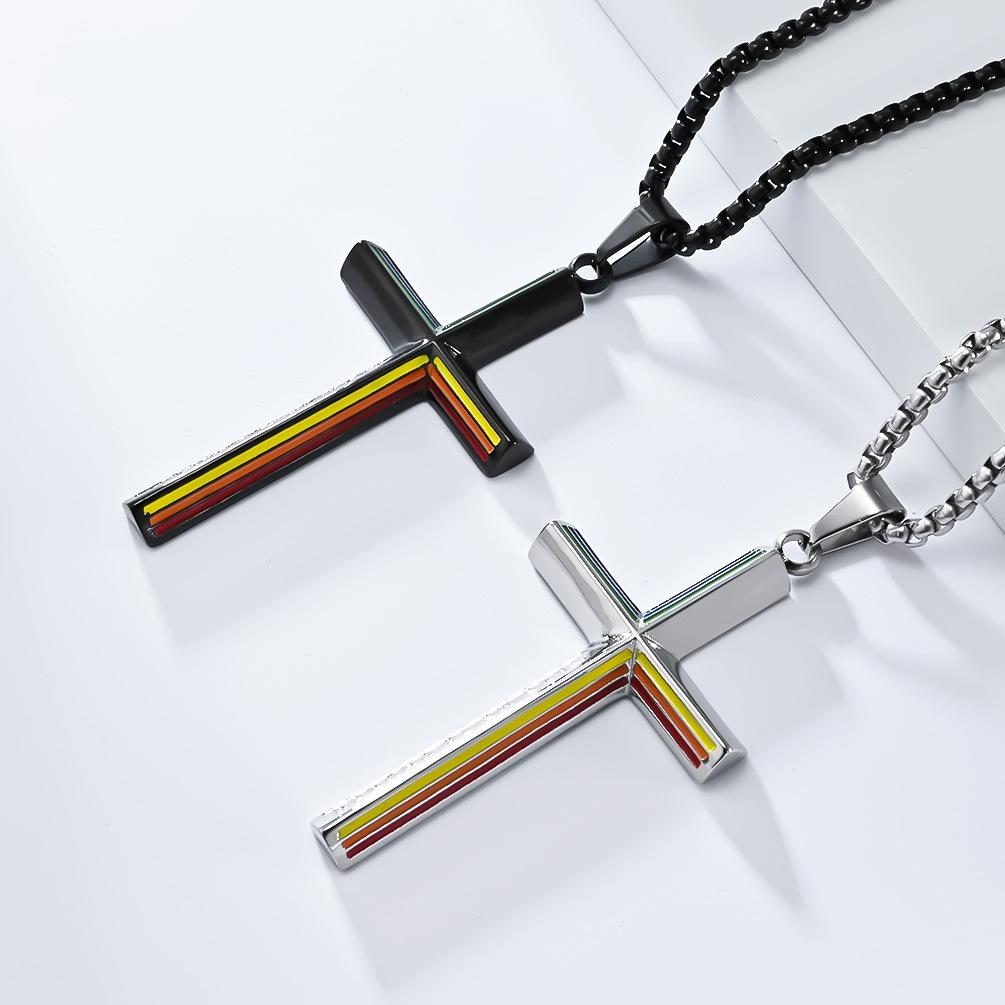 Titanstahl Kreuz Halskette Geschlechtsneutraler Stil Neues Personalisiertes Anhänger Zubehör