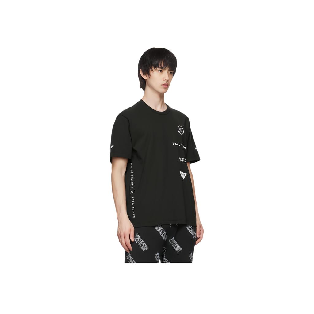 Li-Ning T-shirt à Manches Courtes Anti-Humidité à Séchage Rapide avec Imprimé Logo Homme Hauts Noir ATST237-1