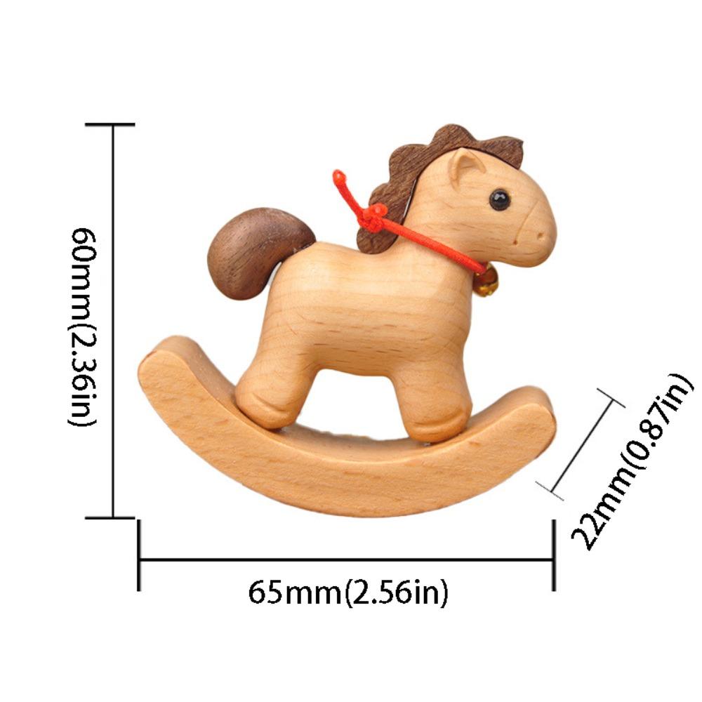 

Wooden Material Wooden Rocking Horse Vintage Style Carved Design Balance Art Adornment Miniature Size Nordic Design