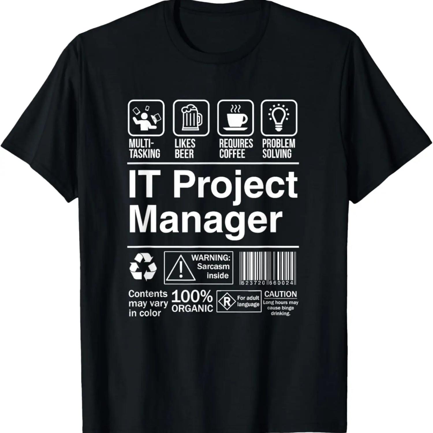 

IT Project Manager Product Label Funny Gift T-Shirt XXXXXL чёрный