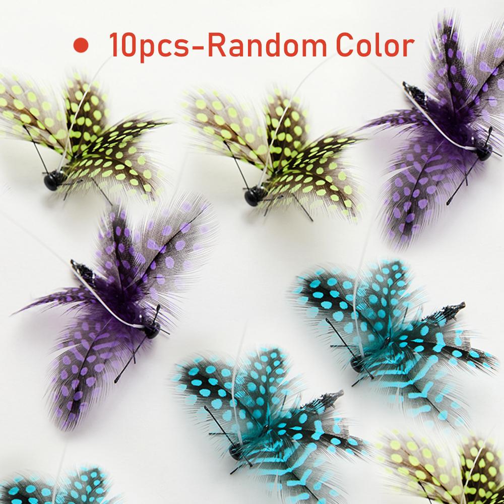 10pcs Random Mix Dot Feather Change Heads Cat Teaser Stick Pet Toy Supplies