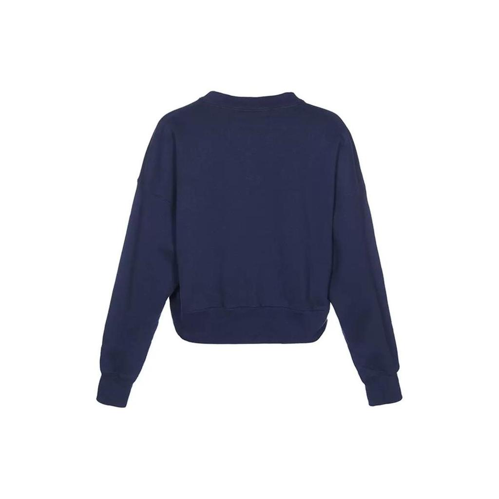 Jordan Embroidered Crew Neck Long Sleeve Sweatshirt Women Tops Navy-Blue DQ0864-410