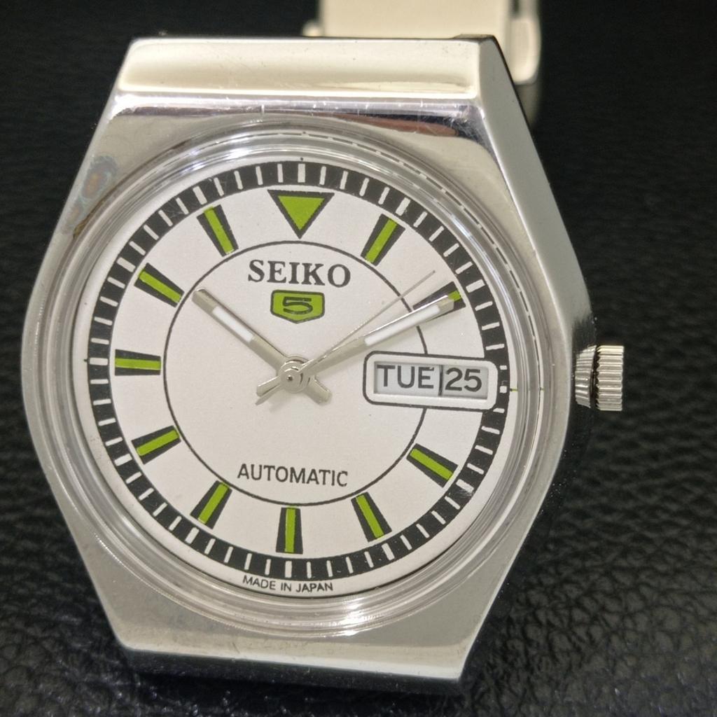 GENUINE VINTAGE SEIKO 5 JAPAN 6309A AUTOMATIC MENS WHITE DIAL WATCH a702718-1 R210-a702718