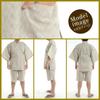 [Edoten] [Our Original!] Shijira-woven Jinbei with Japanese Pattern (Beige/Off-White) (XL, Festival Off-White)