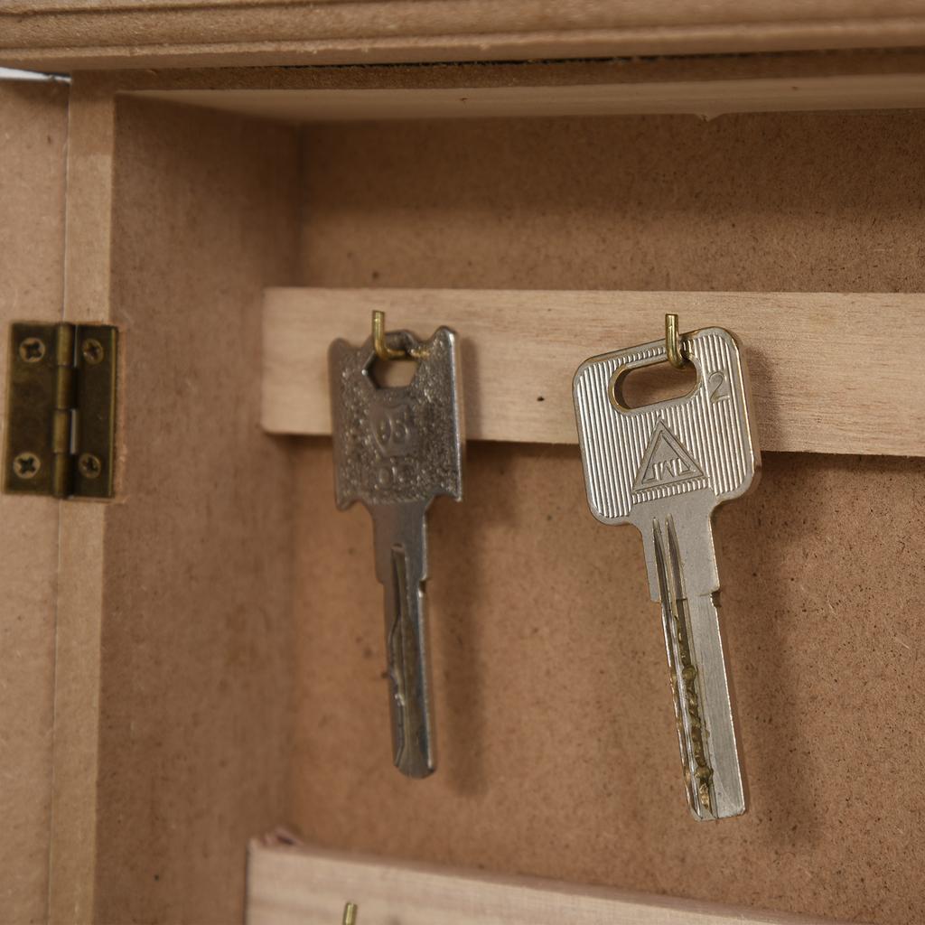 Key Cabinet with 6 Hooks Vintage Style Wooden Wall Furniture for Keys 20x6.5x26.5cm Wood