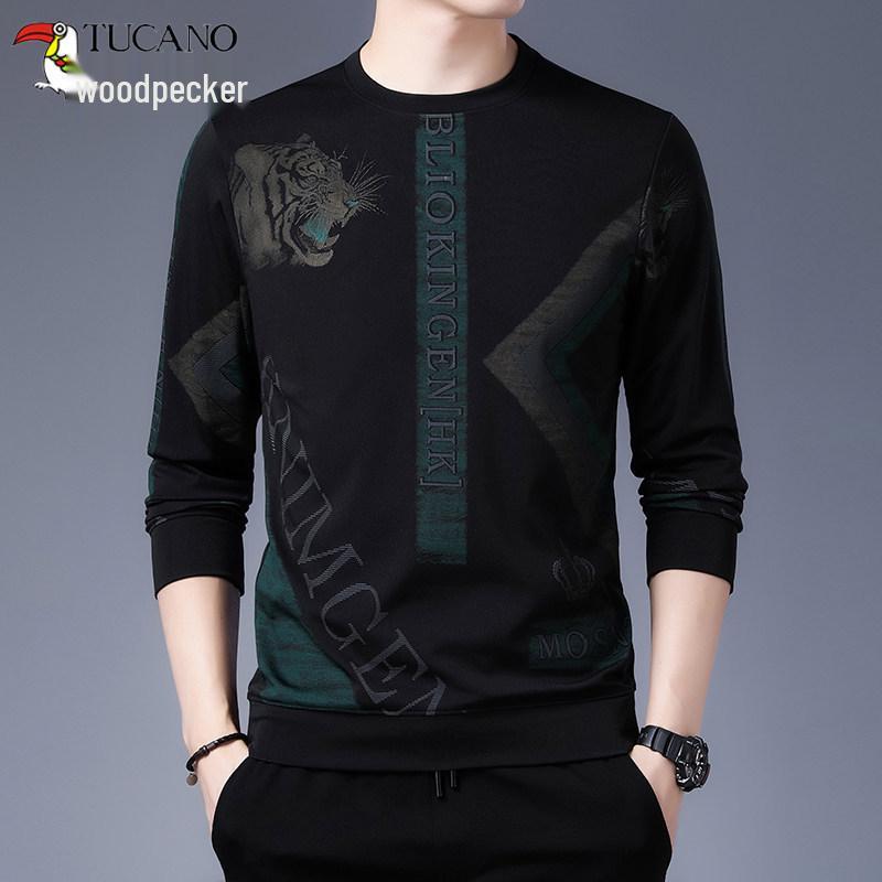 Clearance: Woodpecker Spring/Autumn Men's Long-Sleeve Round Neck Cotton T-Shirt Base Layer