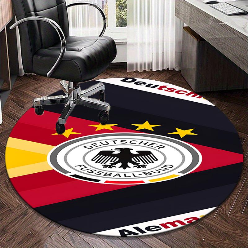 1PC round rug German Football Emblem Printed Round Area Rug ,Rug For Home Office, Round Chair Rug, Decorative Carpet Fan gifts Christmas gift