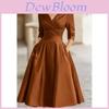 Elegant Satin Fabric Long Sleeve Dress For Business And Formal Occasions