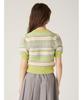 Lily Brown Random Border Knit LWNT251110 Green Women's