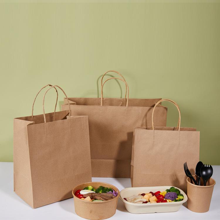 Custom Printed Kraft Paper Bags for Clothing & Milk Tea Takeaway - Multiple Sizes Available