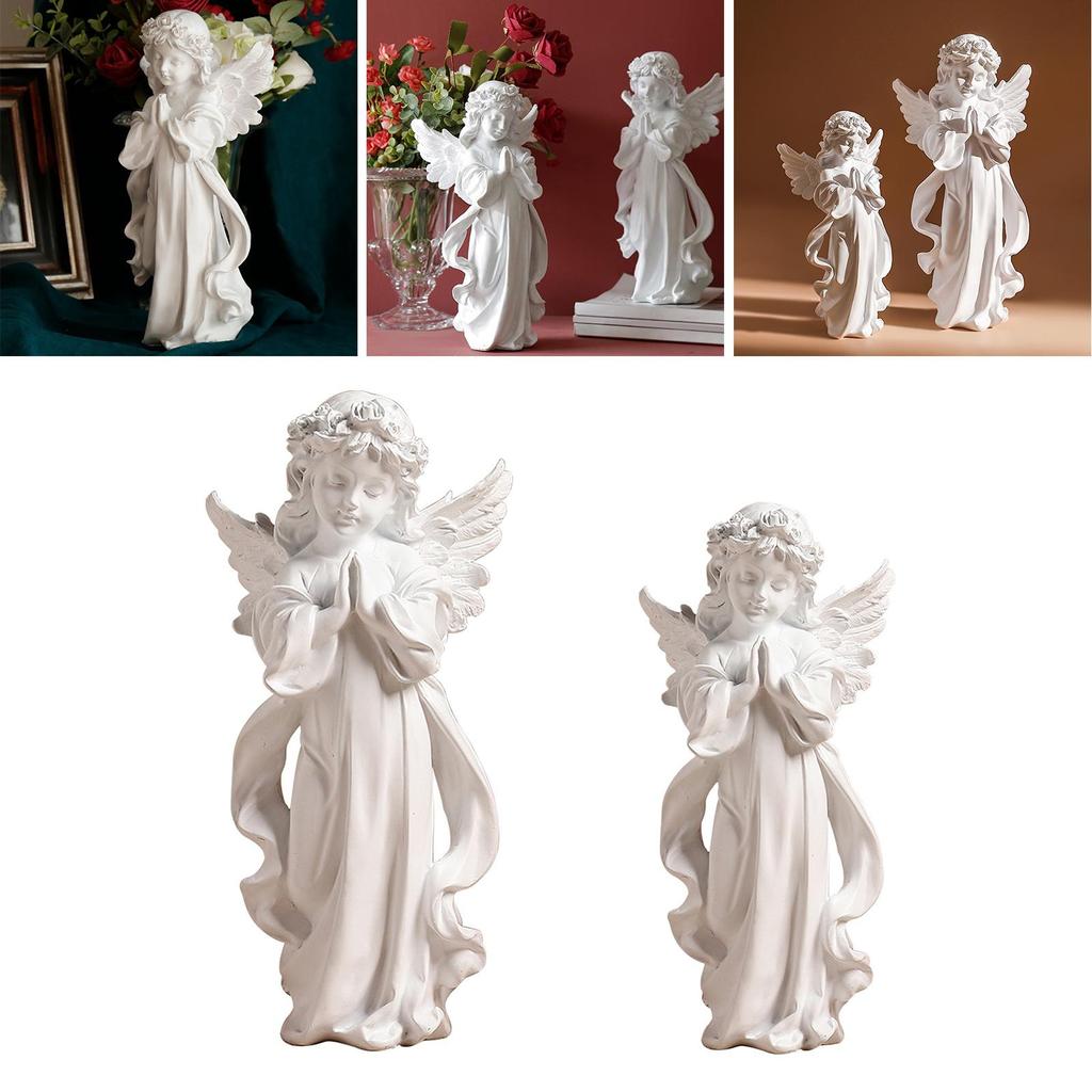 Cute Resin Praying Angel Figurine European Style Fairy Prayer Angel Shelf Sculpture Desktop Ornament Carving Crafts