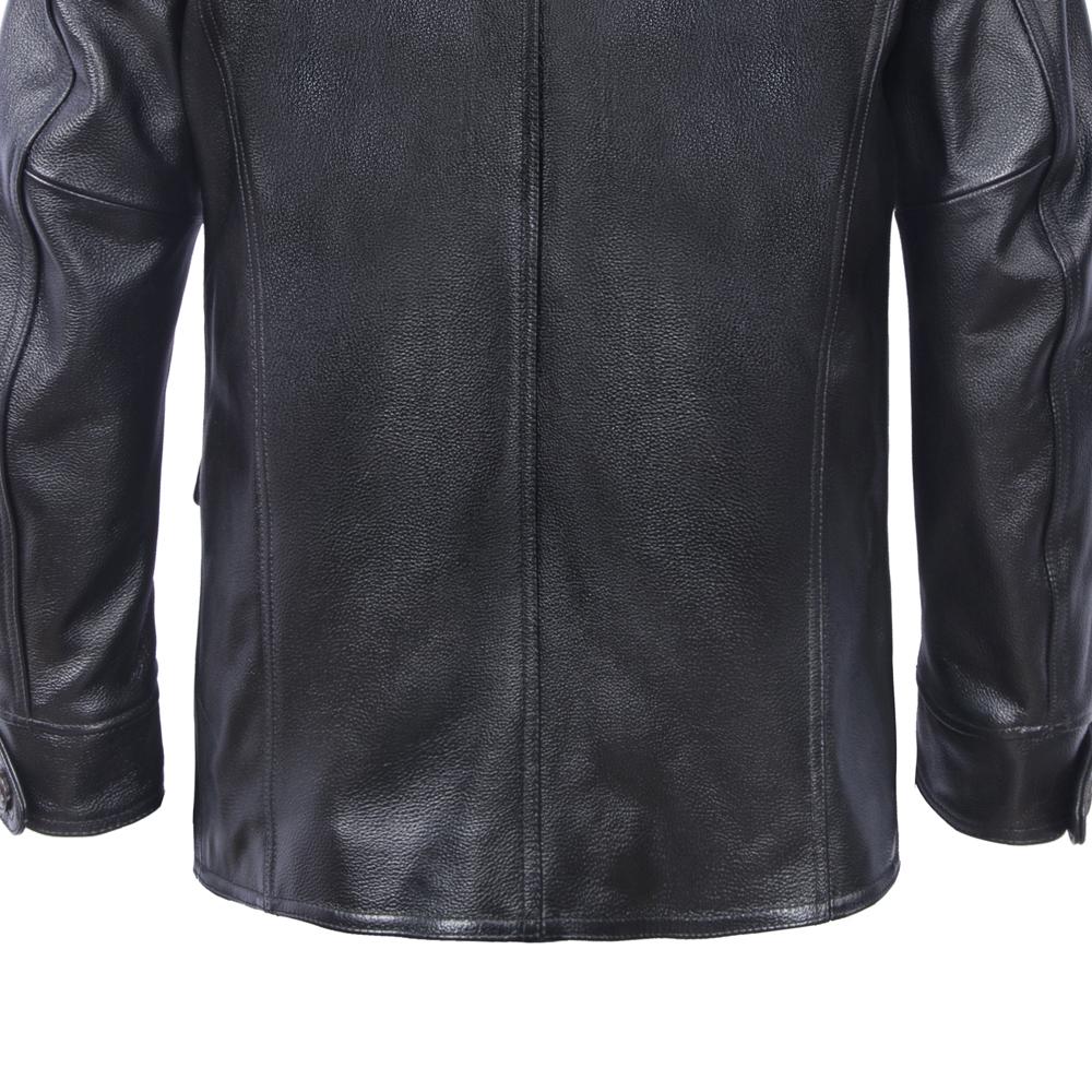 Long Jacket Men Genuine Cow Leather Wind Coat Classic Black Plus Size Jackets Casual Cloths