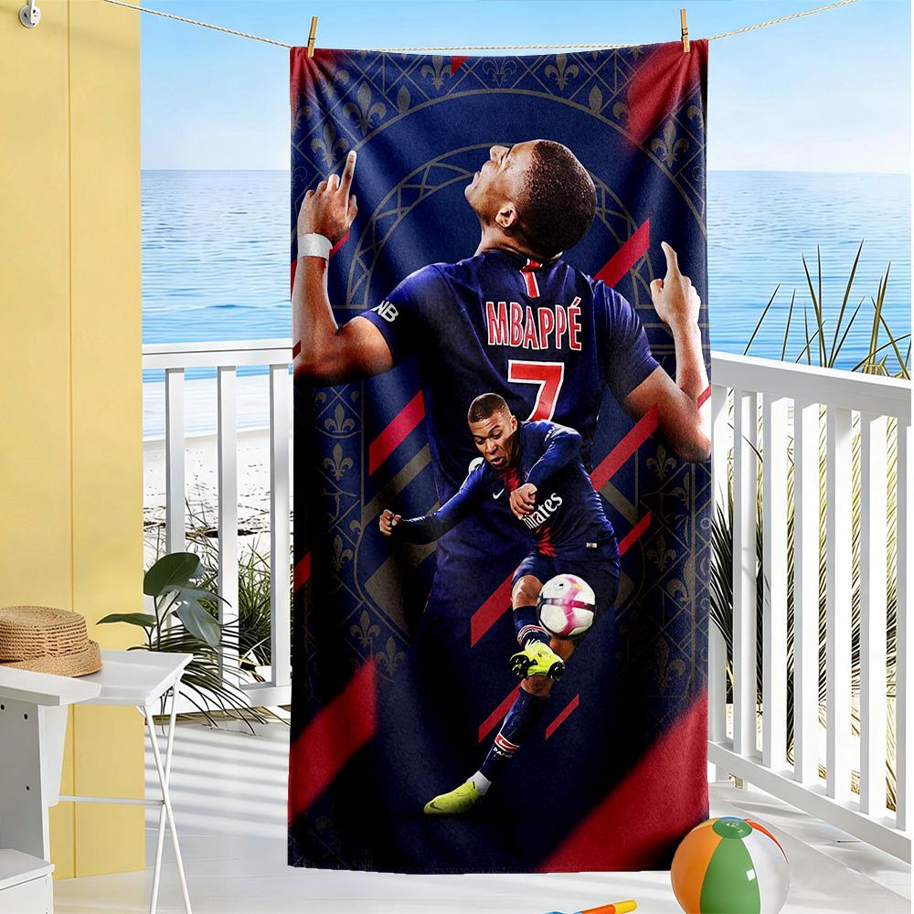 Asciugamano da Spiaggia Mbappe Morbido Resistente Asciugatura Rapida Confortevole Leggero Adatto per Nuoto, Palestra, Campeggio, Yoga Vacanza