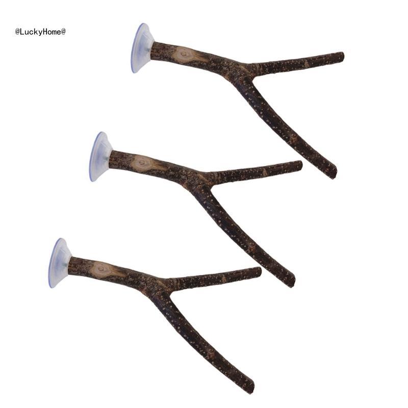 3lots Birds Perches Stand Suction Cup for Window Parrots Shower Perches Stand 11UA