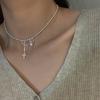 Double Layered Camellia Necklace for Women's Light Luxury Fashion Design Necklace Neck Chain Tassel Collarbone Chain Jewelry Gift