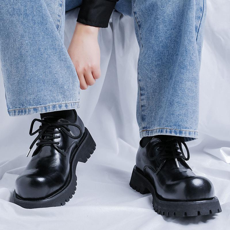 Schuhe mit großem Kopf Derby 2025 neue Herrenschuhe Nischen-Plateau Freizeitlederschuhe hochgezogene kleine Lederschuhe 1098-B