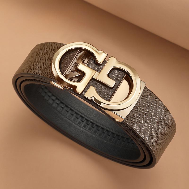 Men's Belt Automatic Buckle Selection Cowhide Fashion Genuine Leather Belt Men Middle Aged and Young Casual Business Trend Belt Men