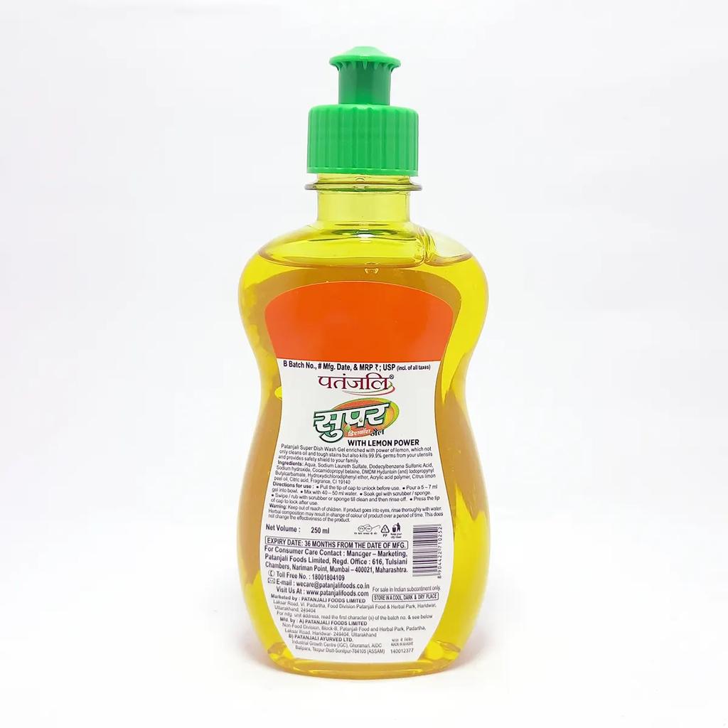 Patanjali Super Dish Wash Gel Lemon Power, With Natural & Superior Cleaning 250ml
