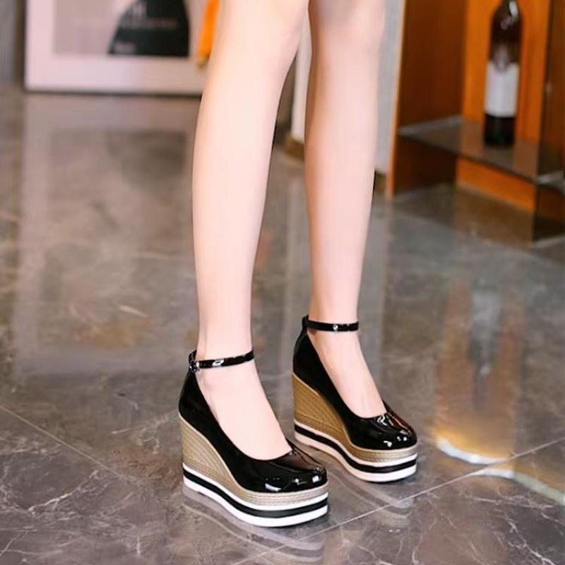

Модная женская обувь Лоферы Танкетки Платформа Высокий каблук Сандалии Лето 2025 Новый тренд Дизайнерская Повседневная обувь Туфли-лодочки для платья Sandalias Mujer 38 чёрный
