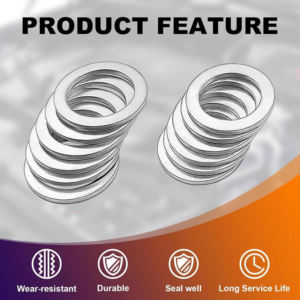 Transmission Fluid Drain Plug Crush Washer 6pcs Rear Differential Oil Drain Plug Washer Gasket Seal &6pcs Transmission Fluid 20mm+18mm Replacement
